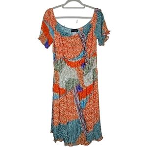 NWOT The Curve Los Angeles Plisse Pleated Boho Dress 1X